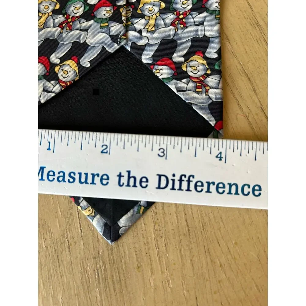 VTG Holiday Christmas Silk Ties Santa Snowmen Ornaments Red Green Necktie Lot 3